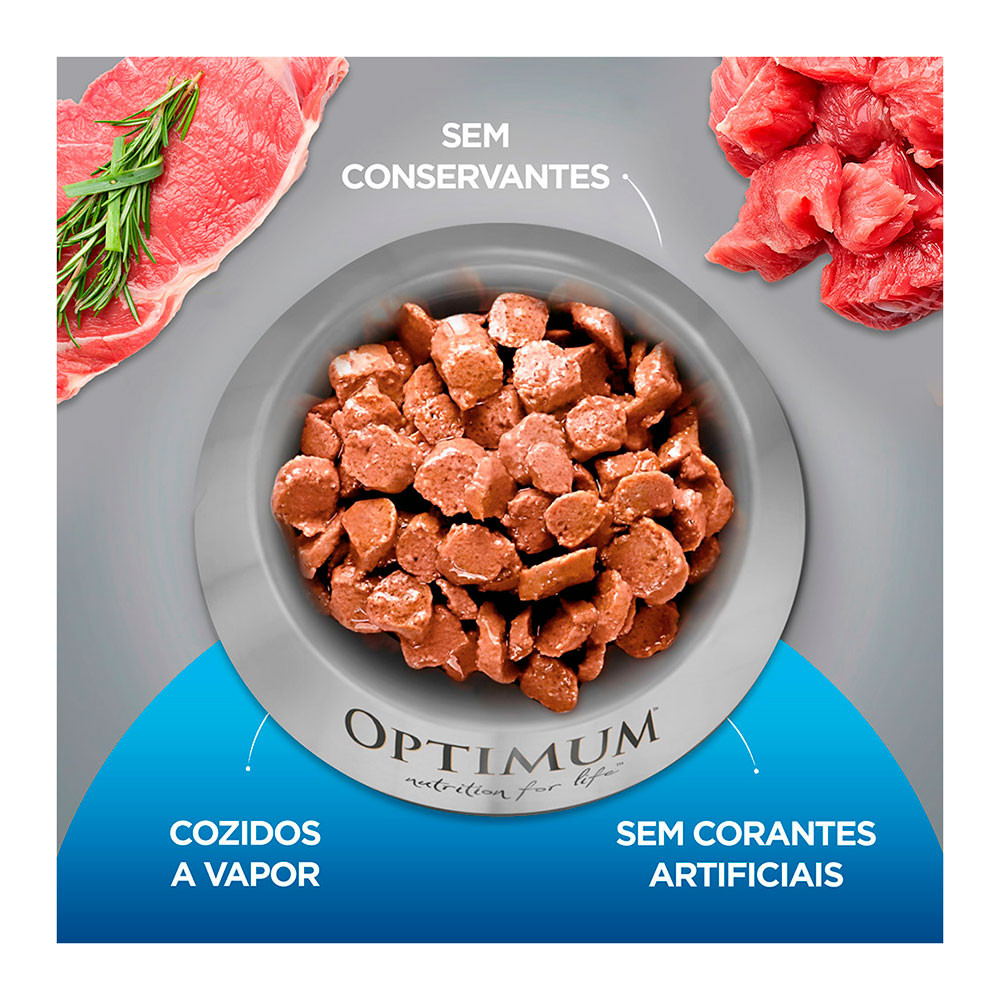 Detalhes do Ração Úmida Optimum Sachê Para Gatos Castrados Sabor Carne 85g