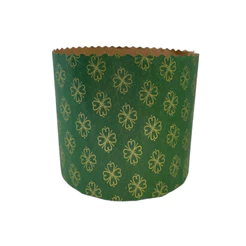 Forma Panetone 250g - Verde Decorada com Trevos - 100 unidades - Ultrafest - Rizzo