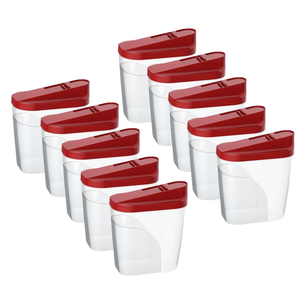 Kit 10 Farinheiro Açucareiro 1L Multiuso Plástico Cozinha Design Versátil Resistente