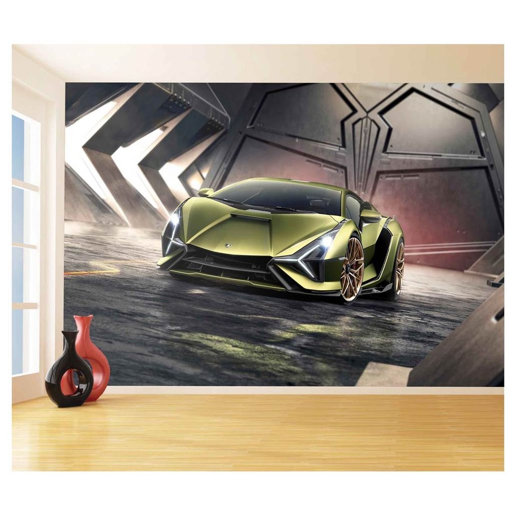 Adesivo de parede carro lamborghini esportivo sport corrida lambo garagem papel de parede m² CAR 216