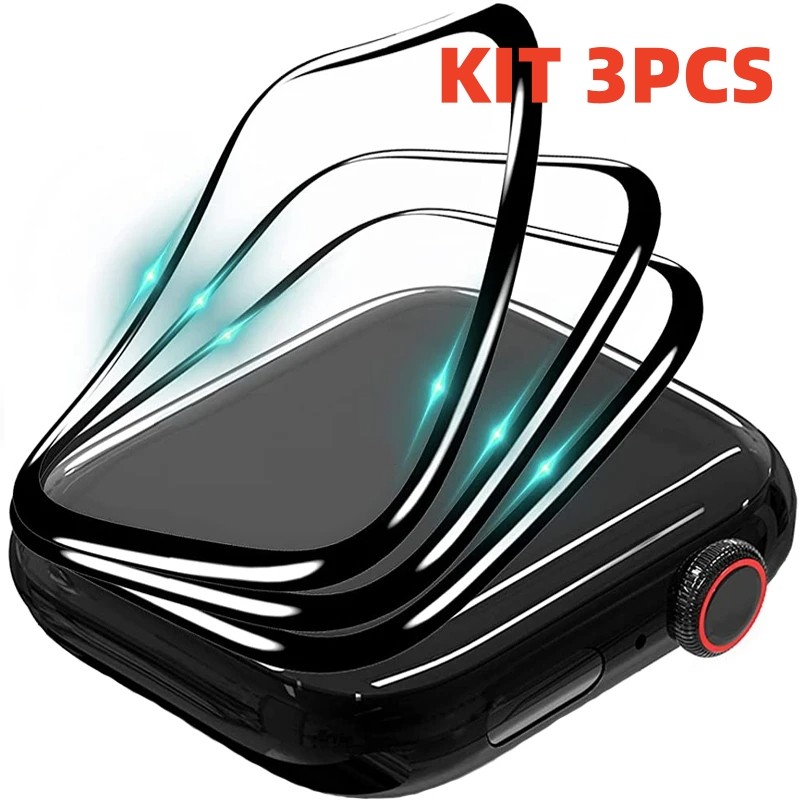 Pelicula De NANO 3d Borda Preta p Smartwatch Para Apple Watch ultra 49 Séries 7 8 9 45mm 44 42 41 40 38 mm