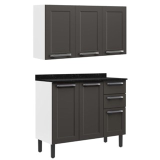 Conjunto Cozinha Balcão Com Armário Aéreo Itatiaia Aço Florença Grafite em Oferta na Shopee