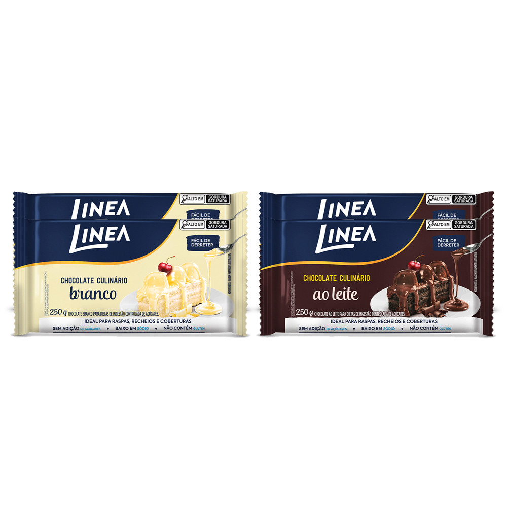 Kit 4 Chocolates Culinários Linea Sabor Ao Leite e Branco 250g em Oferta na Shopee