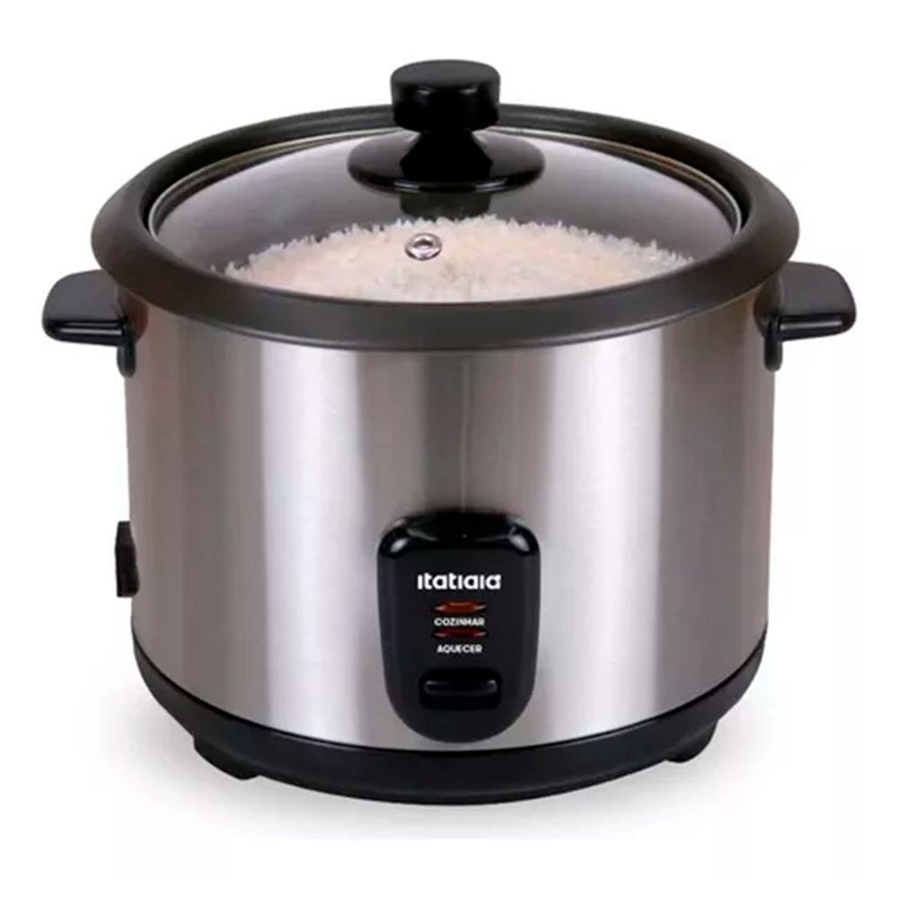 Panela de Arroz Eletrica Midi Itatiaia 1,5L 500W Inox com Preto 110V em Oferta na Shopee