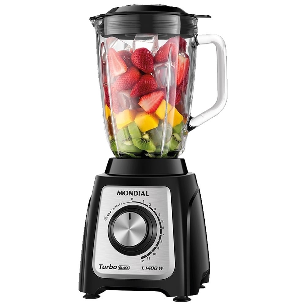Liquidificador Mondial L-1400GI - Turbo Glass, 1400W, Jarra de Vidro, Preto/Inox em Oferta na Shopee