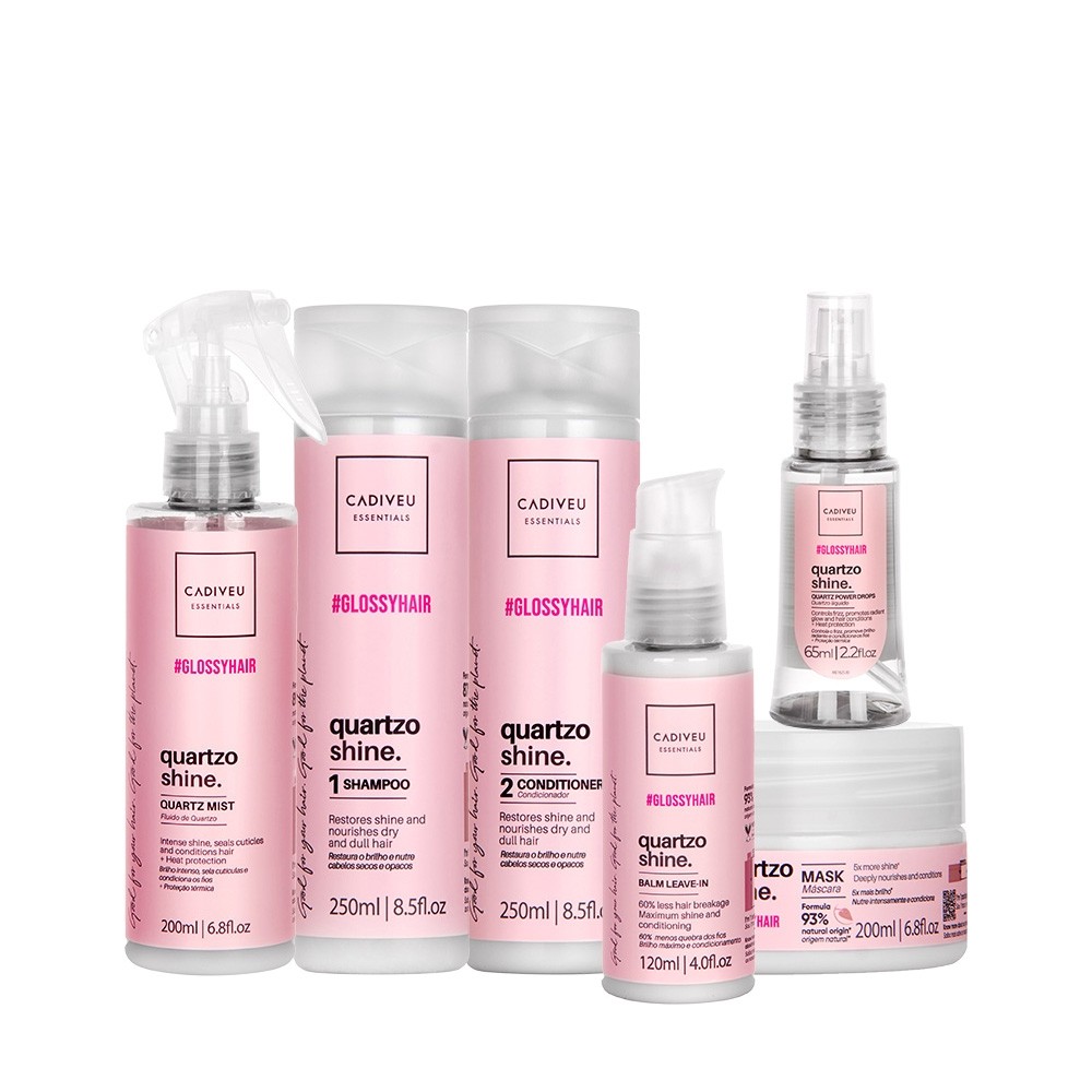 Kit Cadiveu Professional Quartzo Shine Shampoo Condicionador Balm Máscara Fluído e Óleo (6 produtos) em Oferta na Shopee