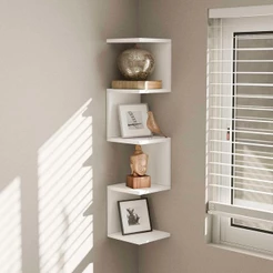 Prateleira de Canto Lyra 4 Nichos Decorativos Branco para Sala Quarto Livros