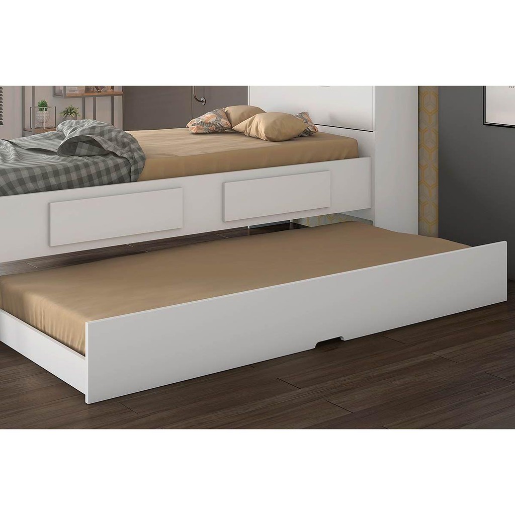 Cama Auxiliar Solteiro Premium II Branco - Conquista - Home & Living