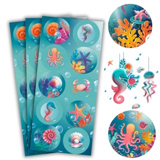 30~120 ADESIVO FUNDO DO MAR  REDONDO.  Regina em Oferta na Shopee