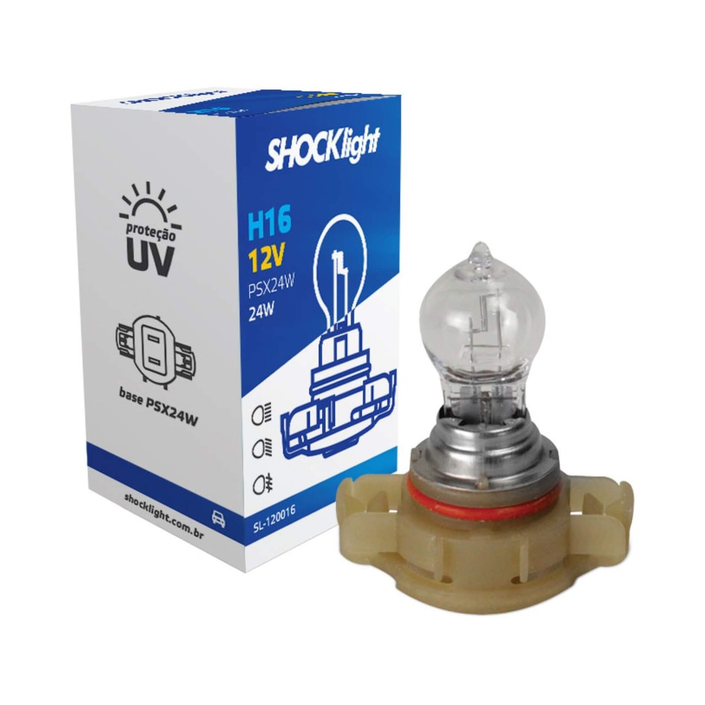 Lâmpada Halógena Standart H16 12V 24W PSX24W Shocklight - SL-120016 em Oferta na Shopee