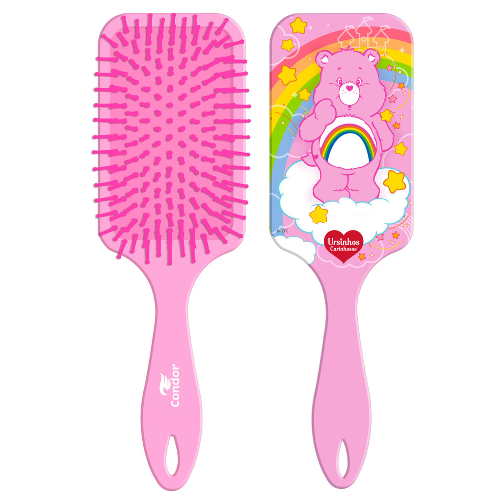 Escova para Cabelo Raquete Ursinhos Carinhosos Pelúcia - Beauty