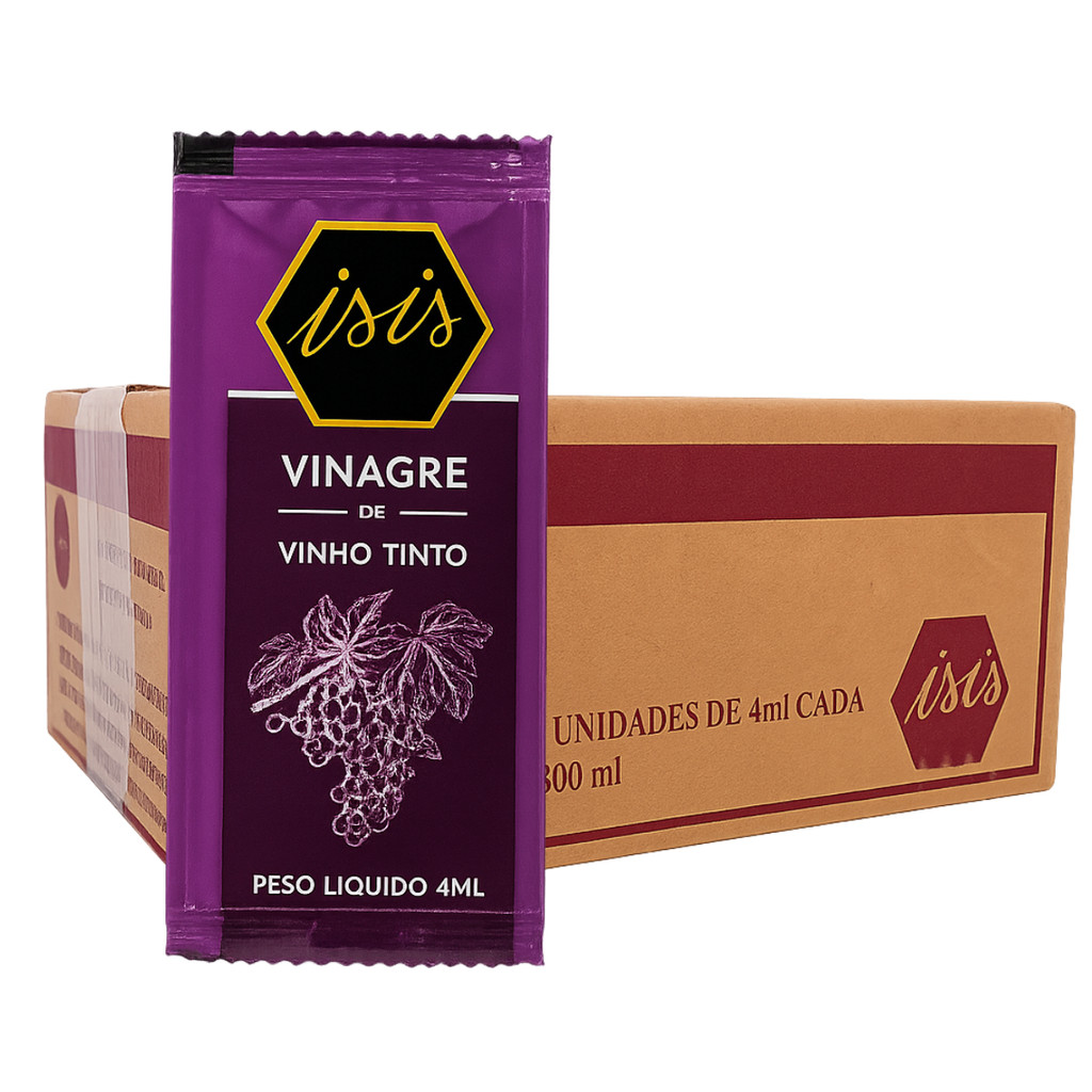 Vinagre de Vinho Tinto Isis Sachê 4ml Com 200un.