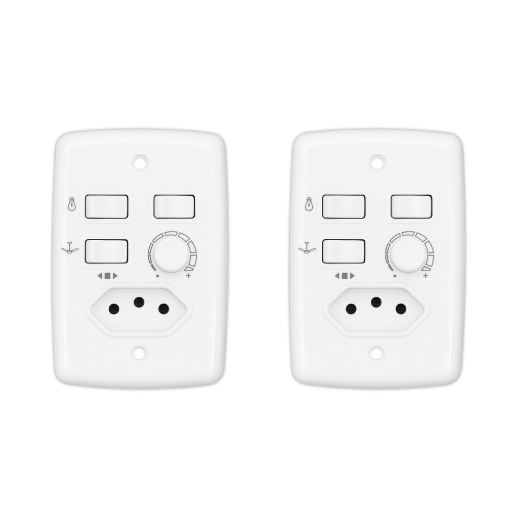 KIT COM 2 TRIO CONTROLE ROTATIVO P/2 LÂMPADAS COM TOMADA