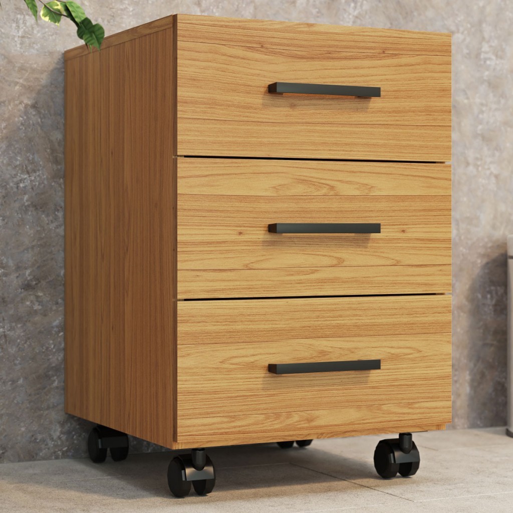 Gaveteiro com Rodízios 3 Gavetas 100% Mdf Freijó F16 - Pradel em Oferta na Shopee