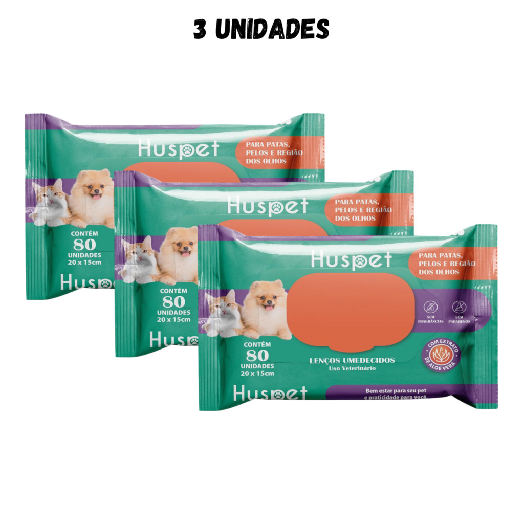 Lenço Umedecido Huspet 80 und combo com 3und em Oferta na Shopee