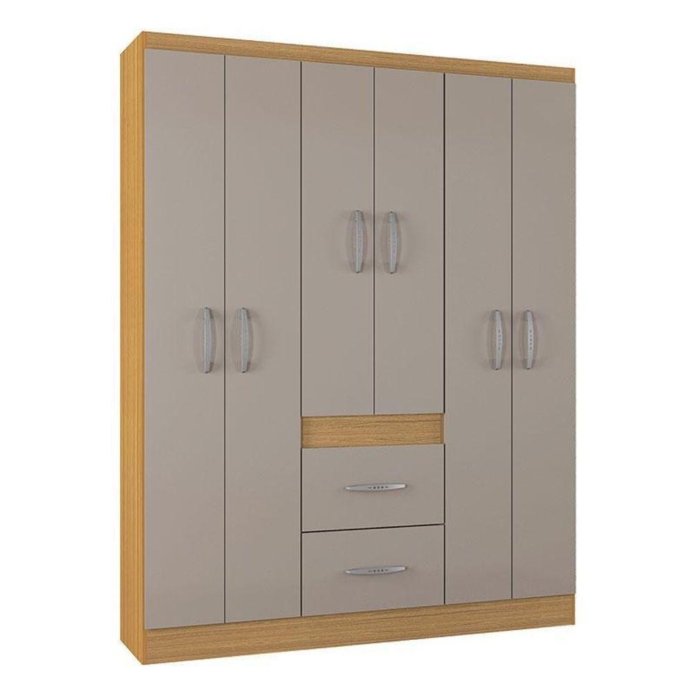 Guarda Roupa Casal Milão 6 Portas Damasco Off White – Poquema em Oferta na Shopee