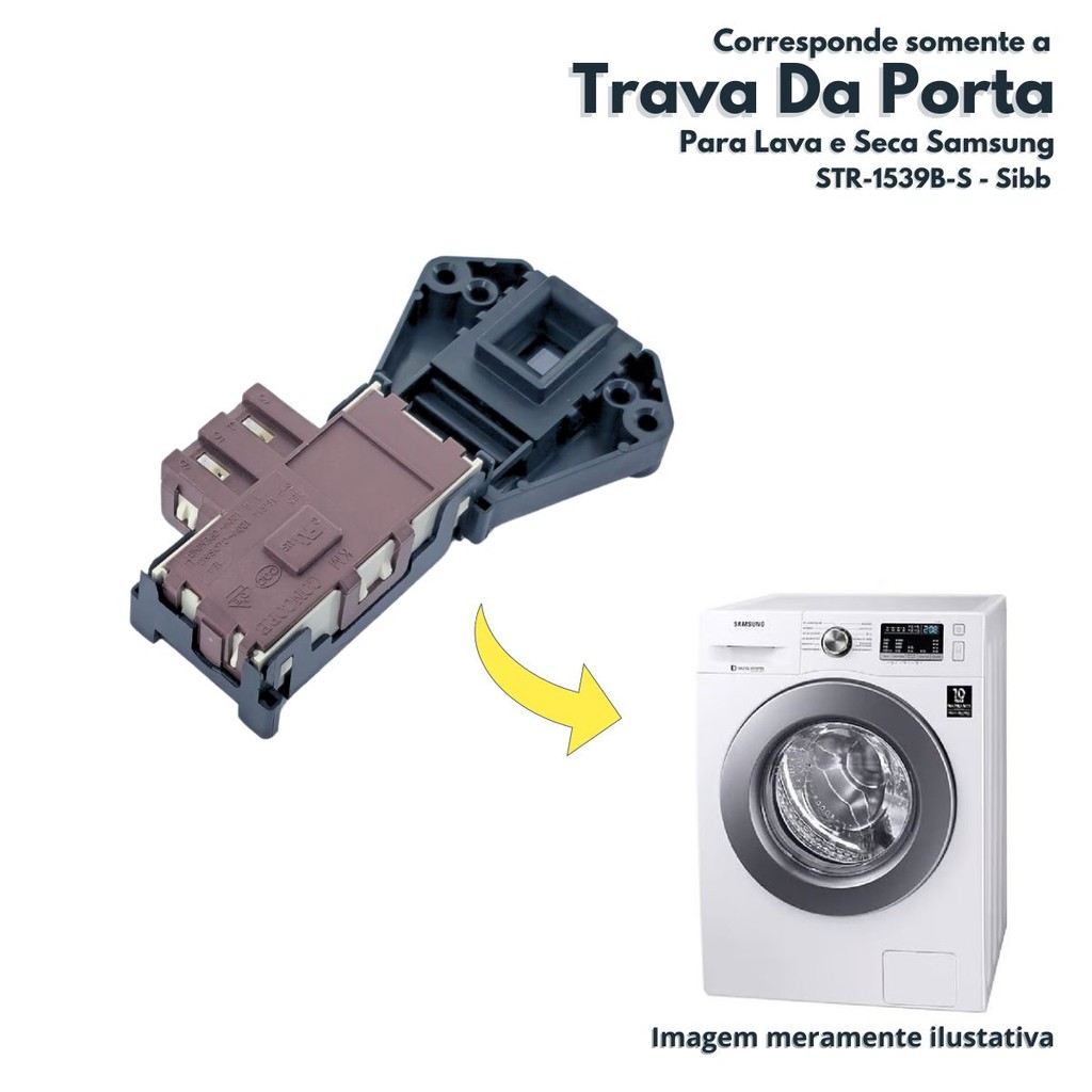 Trava Da Porta Para Lava e Seca Samsung WD0854W8E1 Sibb STR-1539B-S