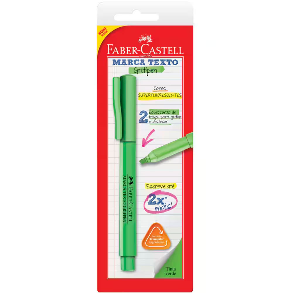 Pincel marca texto Grifpen Verde SM/MTVDZF com 1 unidade Faber-Castell - Stationery