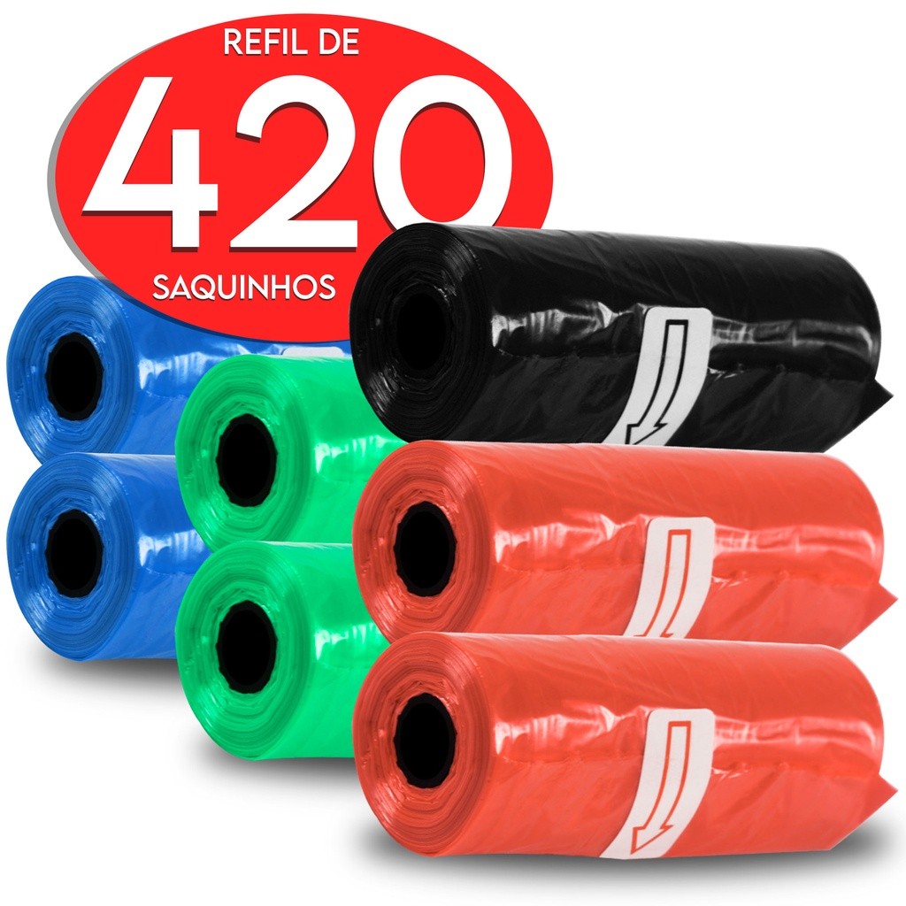 Refil Saco Cata Caca 28 Rolinhos (420 Saquinhos) Para Pet Higiênico Biodegradável