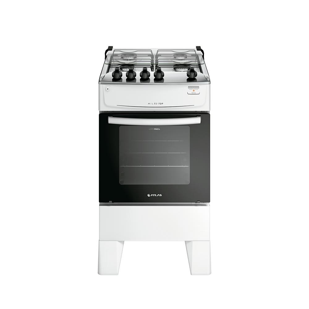 Fogão 4 Bocas Atlas Milão Top Branco com Mesa de Inox a Gás Bivolt em Oferta na Shopee
