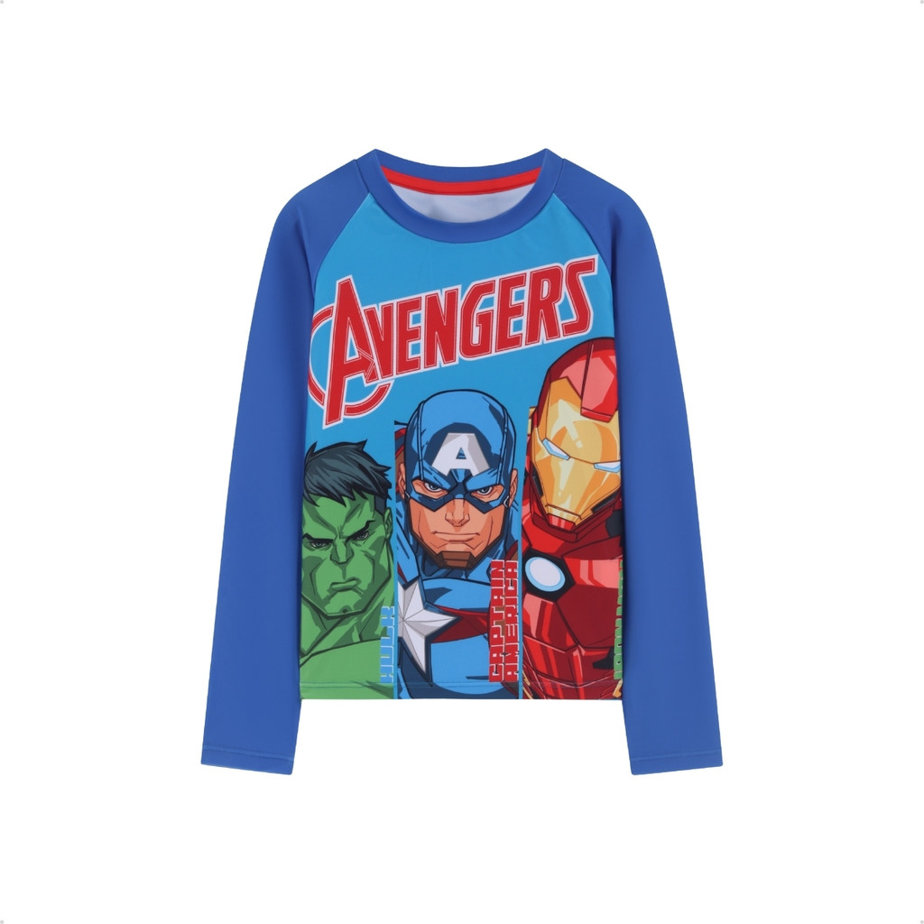 Camiseta UV Avengers Marvel Manga Longa Azul 4 a 10 Anos