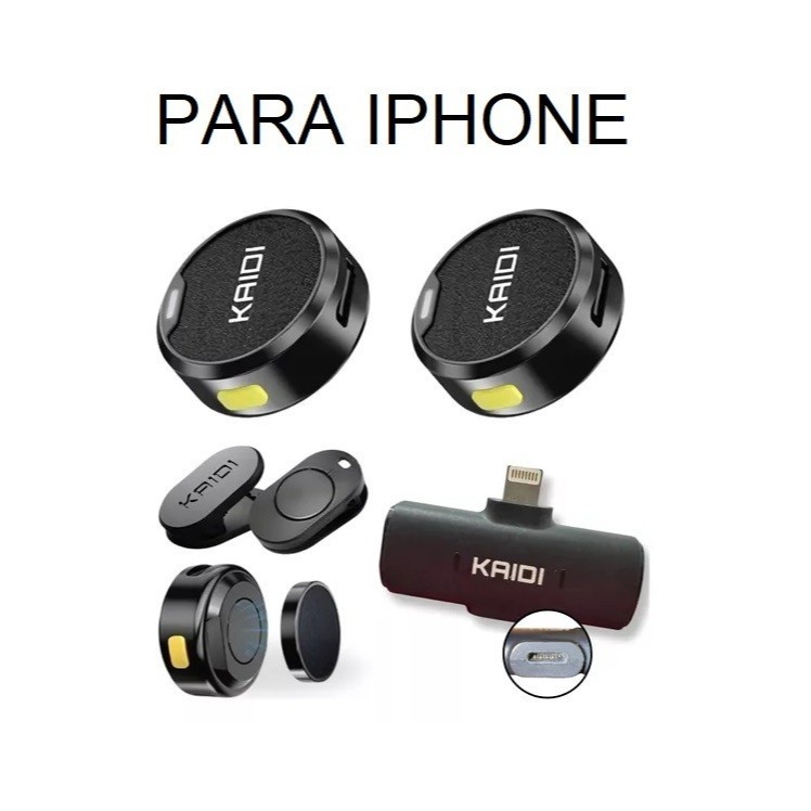 Iphone Microfone de Lapela Sem Fio KAIDI KMF4-A – Conector Lightning, Redução de Ruído e Alta Qualidade de Som