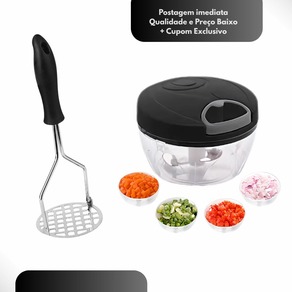 Processador de Alimentos Manual + Amassador de Batatas Inox