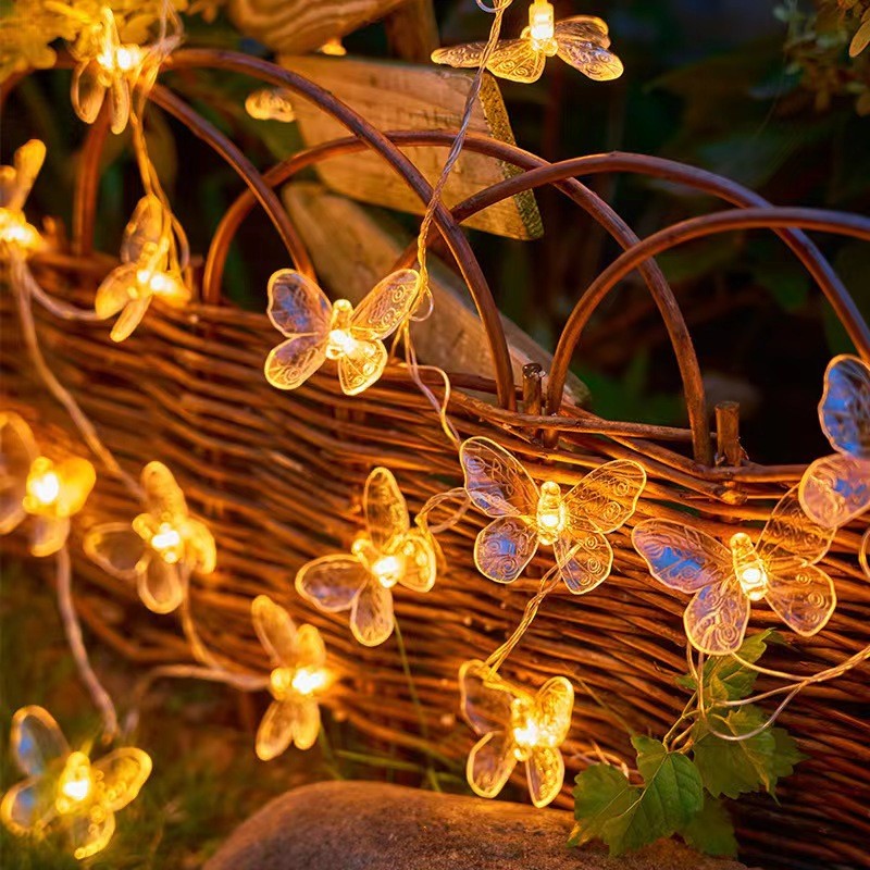 1.5M 10 LED Borboleta Luzes De Fadas Ao Ar Livre Corrente Guirlanda Festa Casa Casamento Terraço Jardim Decoração Natal
