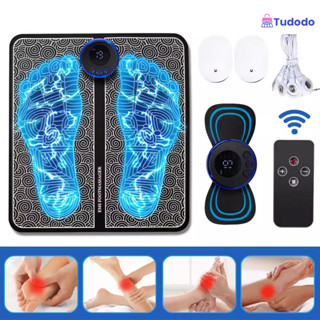 Kit Mini Massageador E Tapete Elétrico Dor Pés E Musculares Tapete Massageador de Pés Elétrico Portátil Recarregável EMS em Oferta na Shopee