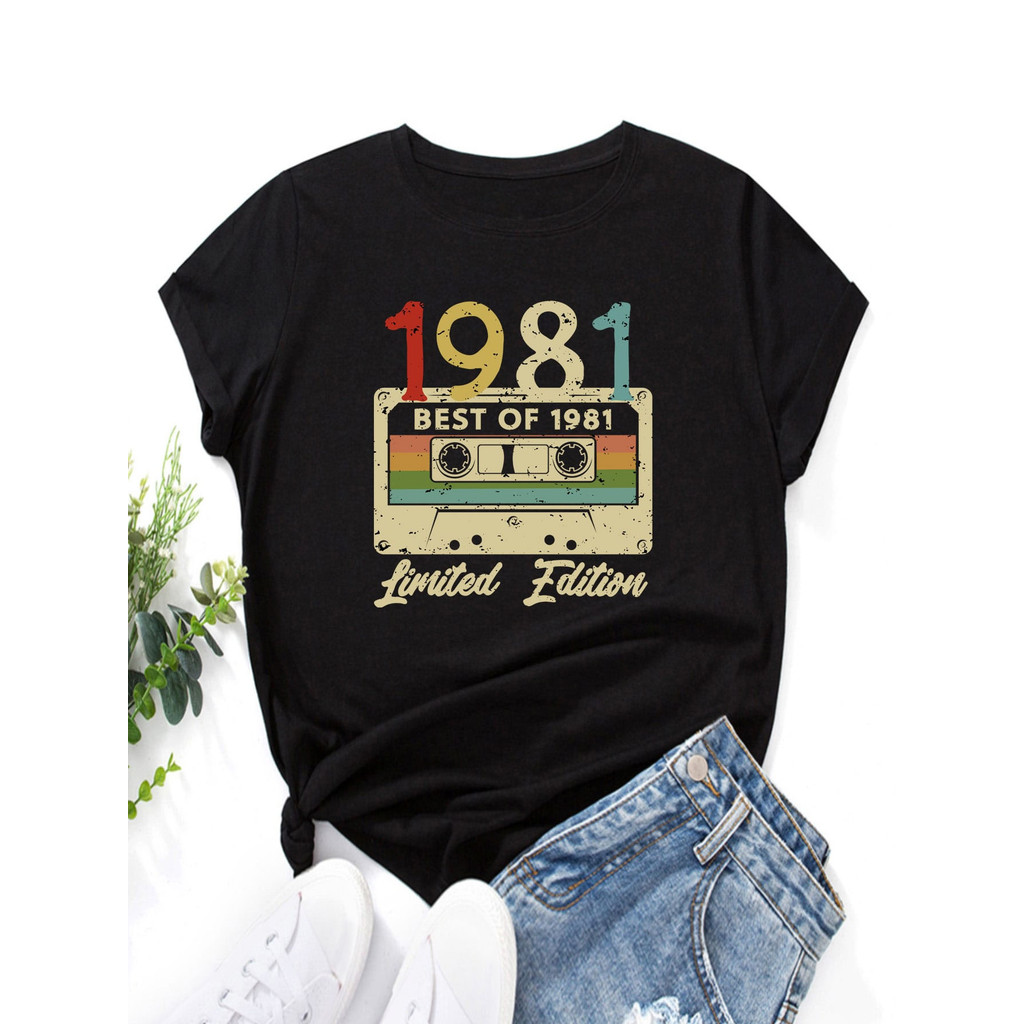 Tshirt Feminina Estilosa Estampada 1981 Camera Lançamento Camiseta 100% Algodão Camisetão Camisa Oversized Plus Size