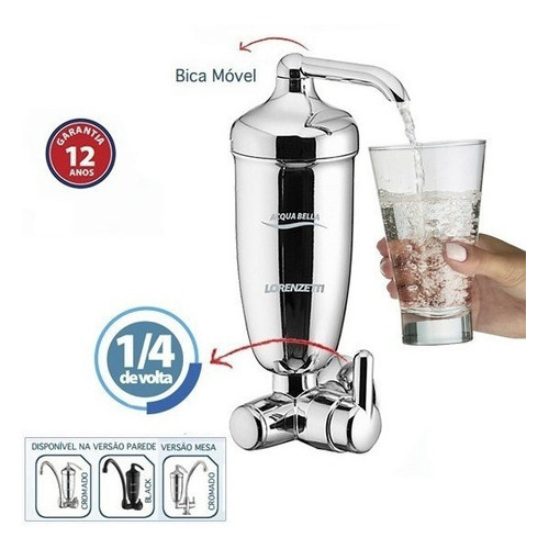 Purificador De Agua Com Registro Lorenzetti Acqua Bella Cromado