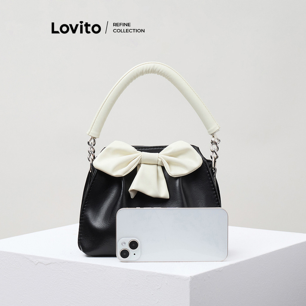 (Trendy) (Lovito Refine) Elegante textura de fita de laço para jantar bolsa para mulheres LFA53073 - Women Bags