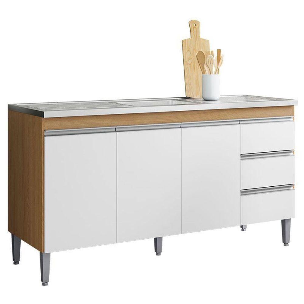 Balcão De Pia Andréia 150cm visual disponível na cor Amêndoa Branco - Ajl