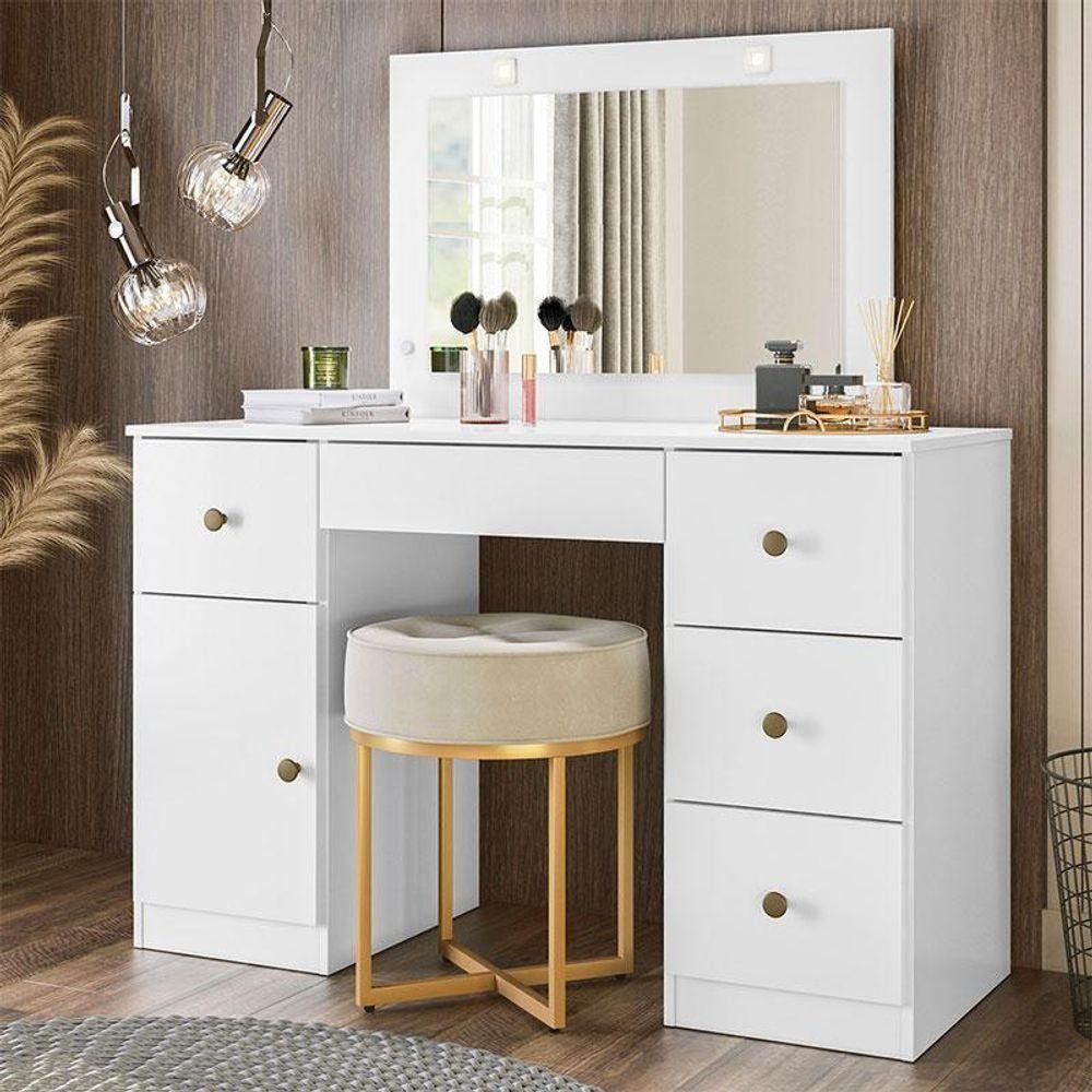 Penteadeira Camarim Ambiente Sonhos design moderno na cor Branco Brilho - Moval em Oferta na Shopee
