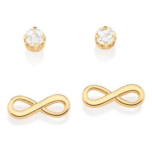 Kit Brinco Rommanel Infinito Ponto Luz Folheado A Ouro 527138 em Oferta na Shopee