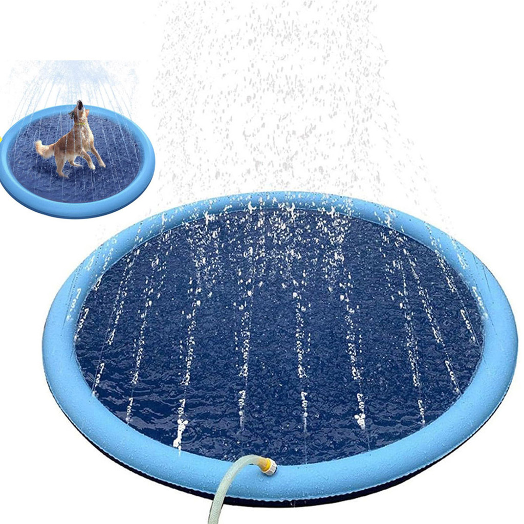 Piscina Tapete Chafariz Inflavel Agua Pet Criança Cachorro Animais Verao Divertido Brincadeira Refrescante
