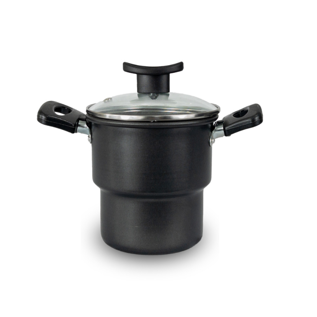 Cuscuzeiro Antiaderente Tampa de Vidro Teflon 14cm Cor Preto