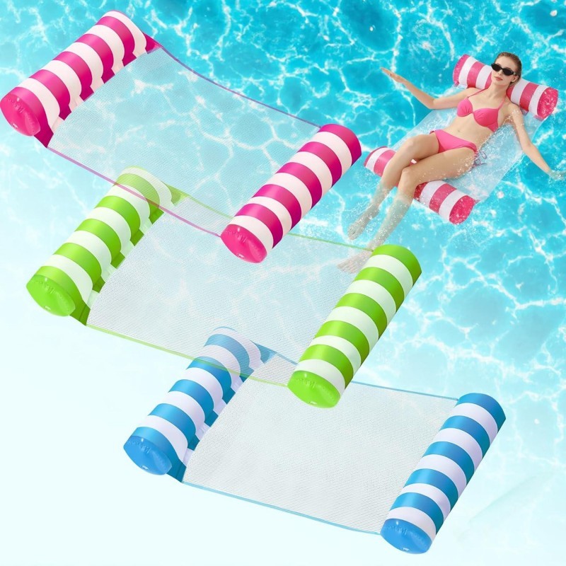 Bóia de Piscina Inflável com Rede Flutuante - Colchão de Água Reclinável e Confortável em Oferta na Shopee
