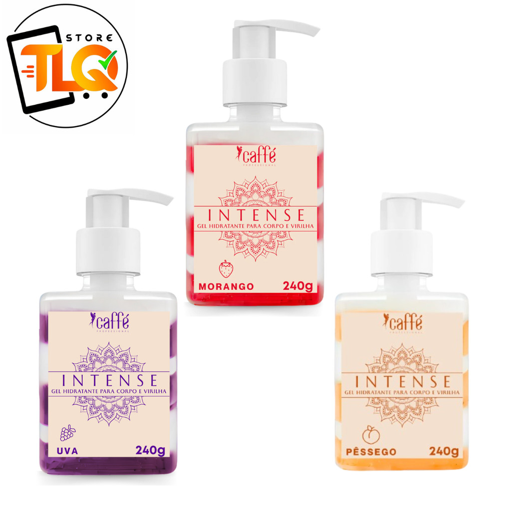 Creme Gel Hidratante Beijável Intense Para Corpo Caffé 240g Pêssego Uva ou Morango
