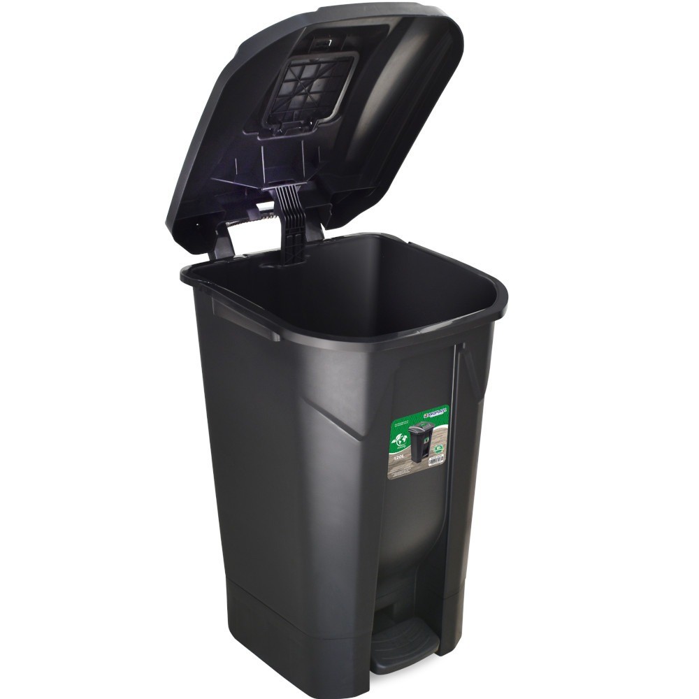 Lixeira plástica 120 litros com roda pedal e tampa click - Arqplast - Home & Living