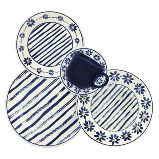 Aparelho de Jantar Chá 30 peças Donna Margaridas em Oferta na Shopee