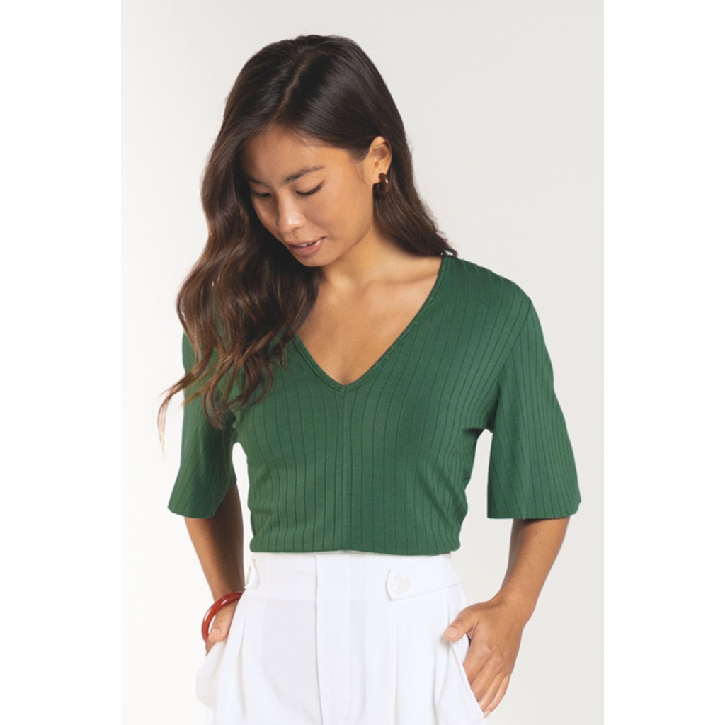 Blusa Feminina Em Canelado Marialícia Verde - Women Clothes