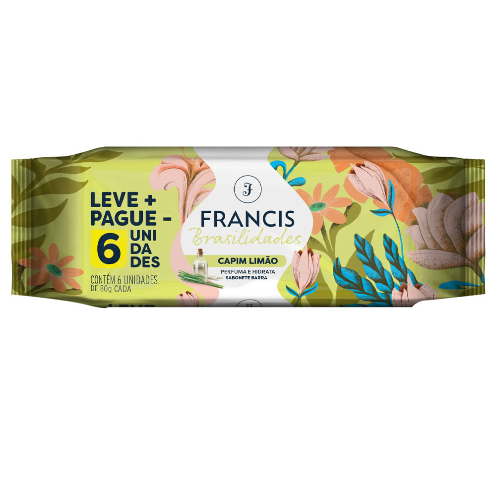 Kit Sabonete Em Barra Francis Brasilidades Capim Limão 80g - 6 Unidades - Beauty