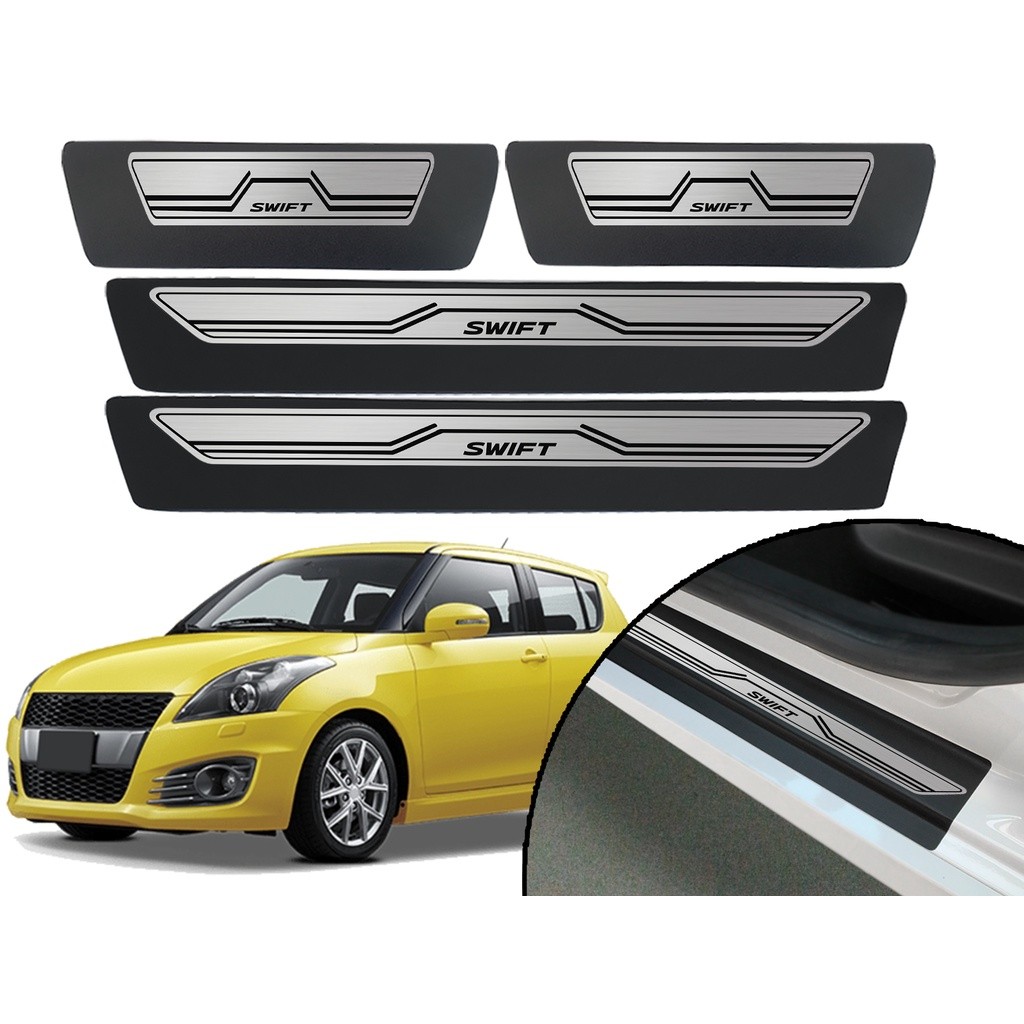 Jogo De Soleira Porta Adesiva Modelo Aço Escovado Suzuki Swift 2014 2015