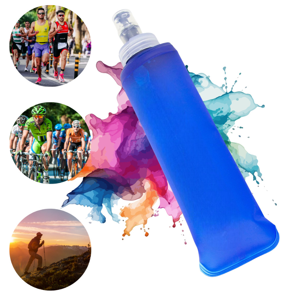 Garrafa De água Corrida Flexível Dobravel De Silicone Para Academia Soft Water Bag TPU Folding Flask 500ML em Oferta na Shopee