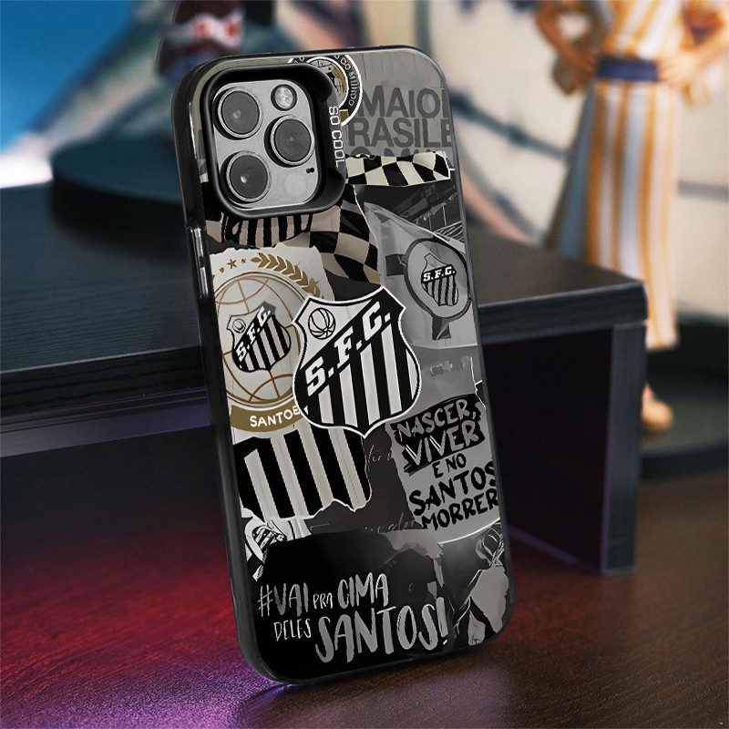 Capinha de Logotipo do time do Santos para iPhone 11 13 xr xs max 12 14 15 16 pro max 15 pro 12 pro capa anti impacto