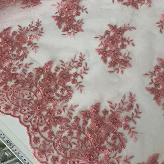 Tecido Tule Bordado (1mt x 1,30mt) Tule com Barramento dos dois lados Excelente opção para vestidos em Oferta na Shopee