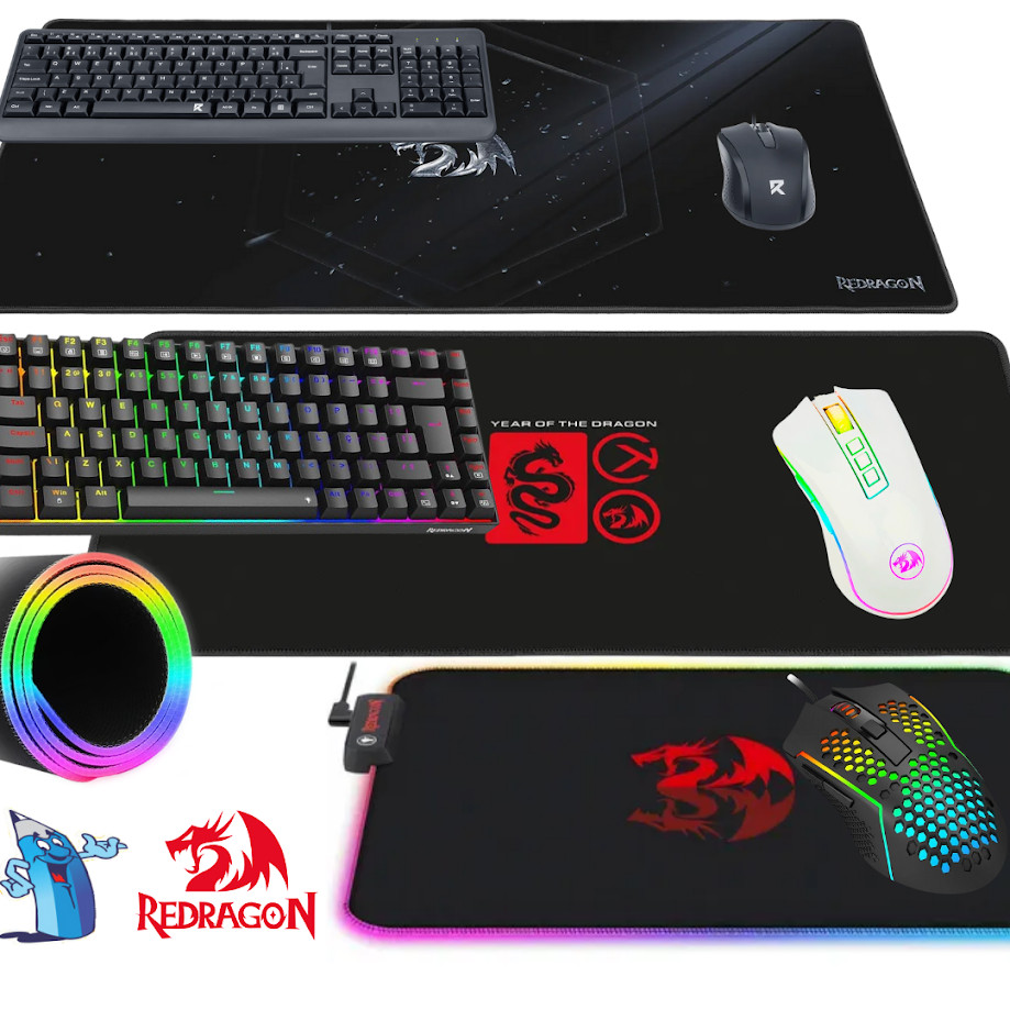 MOUSE PAD REDRAGON GAMER GRANDE MESA ANTIDERRAPANTE 40x33CM / 90x33CM BORDA COSTURADA LED RGB