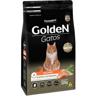 Ração GoldeN Sabor Salmão Gatos Adultos Castrados 3kg em Oferta na Shopee