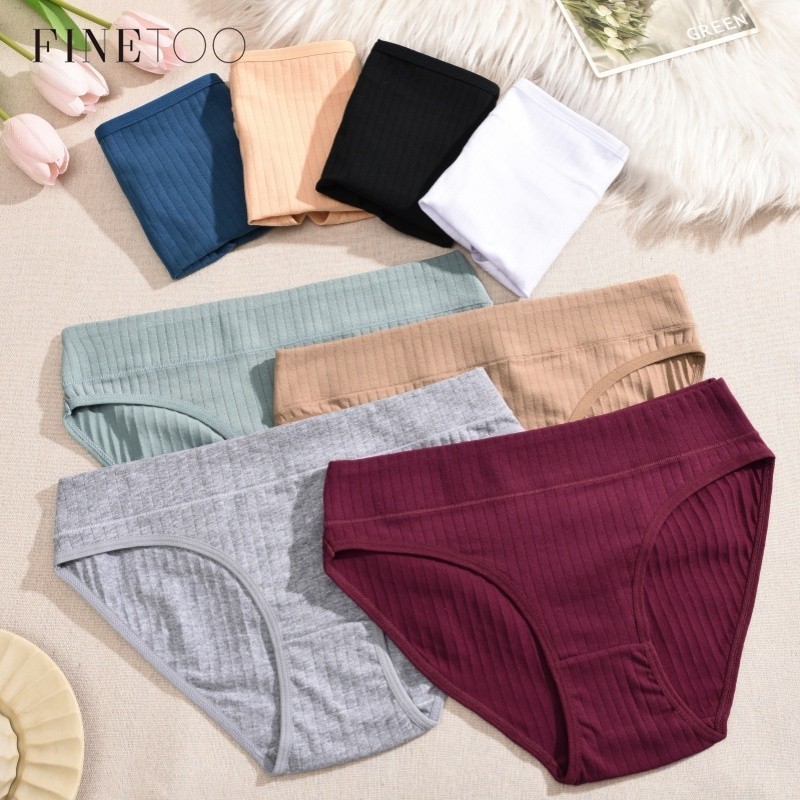 FINETOO Calcinha De Algodão Para Mulheres Cuecas Femininas Cor Sólida em Oferta na Shopee